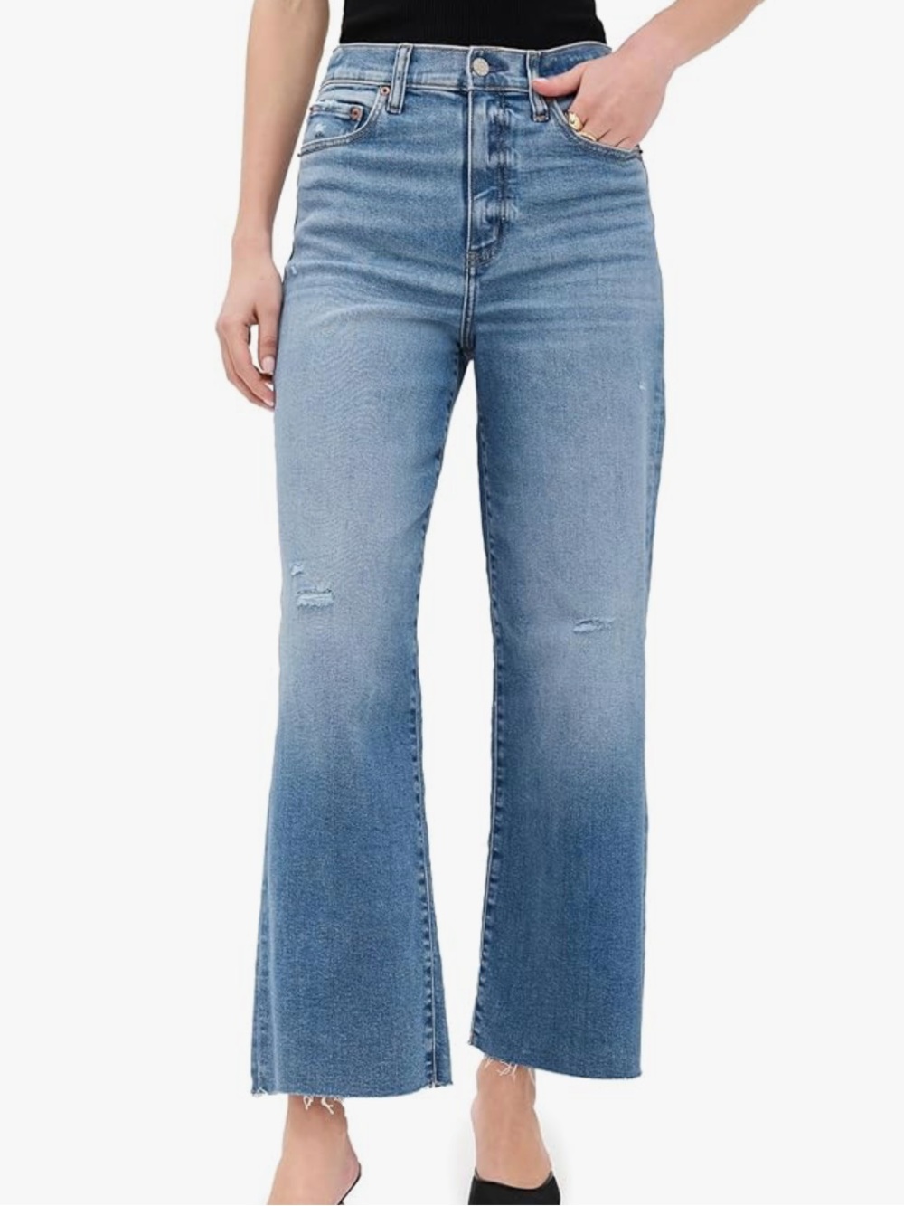 High-Rise Wide-Leg Jeans in Light Blue Denim